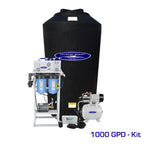Crystal Quest 1000 GPD whole house RO system with a large black 165-gallon storage tank and pump.