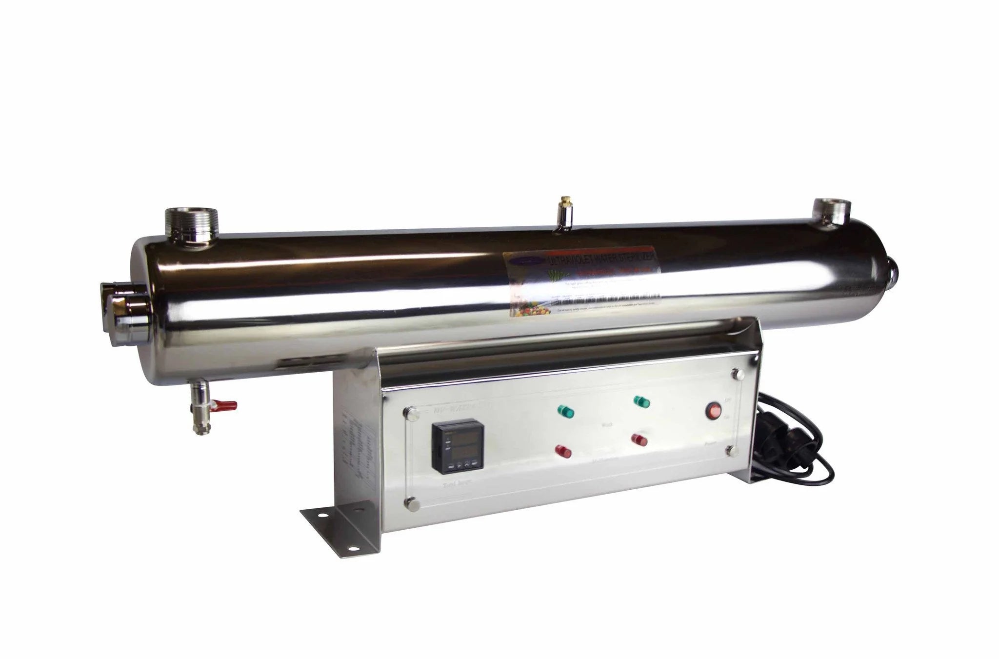 Crystal Quest 24 GPM UV water sterilizer system, featuring a durable 304 stainless steel axial flow reactor.