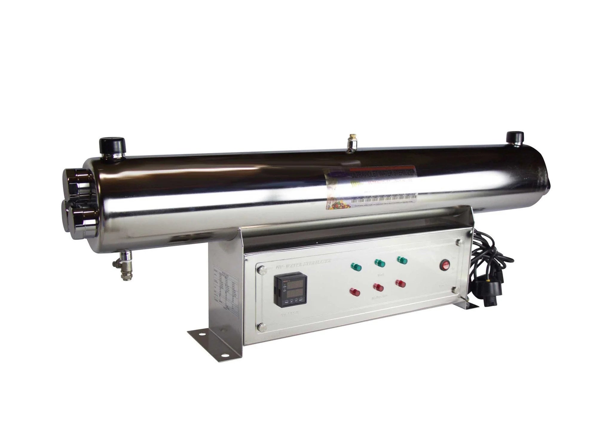 Crystal Quest 36 GPM Ultraviolet Water Sterilizer System with a sleek 304 stainless steel axial flow reactor.