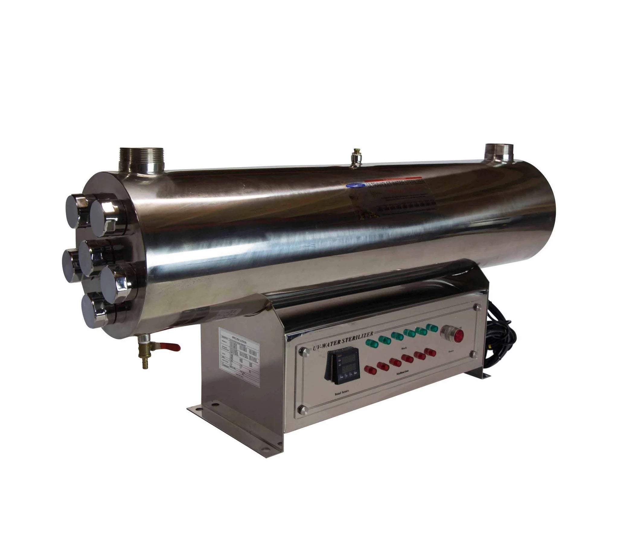 Crystal Quest 72 GPM Ultraviolet Water Sterilizer System, 304 stainless steel, with control panel.