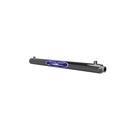 Sleek 110v Crystal Quest 12 GPM UV water sterilizer, featuring a durable 304 stainless steel axial flow reactor.