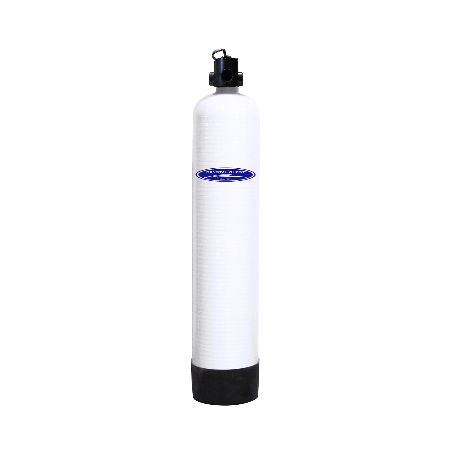 Crystal Quest commercial arsenic removal water filtration system, white fiberglass tank, 15 GPM.