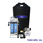 Crystal Quest 1500 GPD whole house RO system with a 165-gallon black storage tank and white pump.