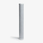 Crystal Quest 2-7/8" x 20" 5-micron carbon block filter, light gray with white end caps.