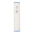 Crystal Quest 2-7/8" x 9-3/4" pleated cellulose sediment filter cartridge with blue end caps.