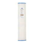 Crystal Quest 2-7/8" x 9-3/4" pleated cellulose sediment filter cartridge with blue end caps.