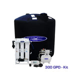 Crystal Quest 300 GPD whole house reverse osmosis system with a large black 220-gallon storage tank.