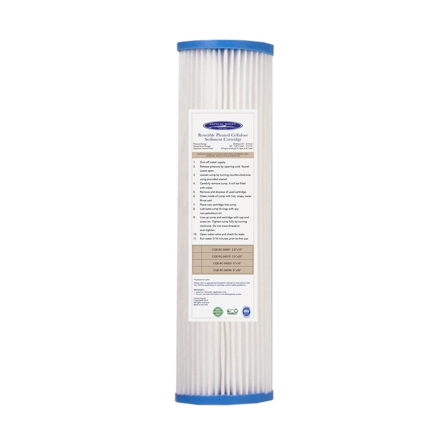 Crystal Quest Pleated Cellulose Sediment Cartridge