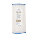 Crystal Quest 4-5/8" x 9-3/4" pleated cellulose sediment filter cartridge with blue end caps.