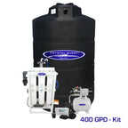 Crystal Quest 400 GPD whole house reverse osmosis system with a large black 500-gallon storage tank.