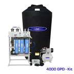 Crystal Quest 4000 GPD whole house RO system with a large black 165-gallon storage tank and 1.5 HP pump.