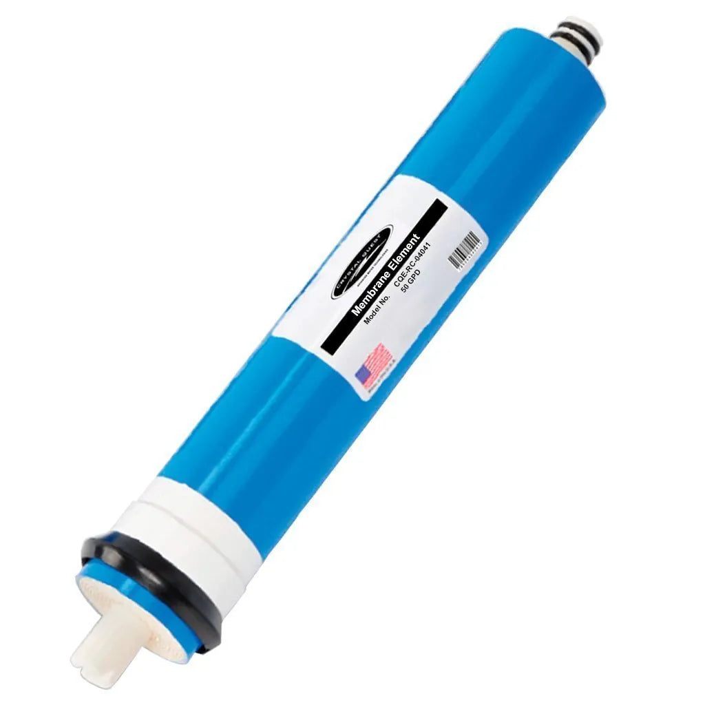 Crystal Quest Premium 50 GPD RO TFC Membrane, blue and white, for superior contaminant reduction.