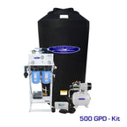 Crystal Quest 500 GPD whole house reverse osmosis system with a large black 165-gallon storage tank.