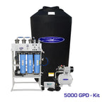 Crystal Quest 5000 GPD whole house reverse osmosis system with a 165-gallon black storage tank and 1.5 HP pump.
