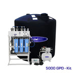 Crystal Quest 5000 GPD whole house reverse osmosis system kit with 220-gallon black storage tank.