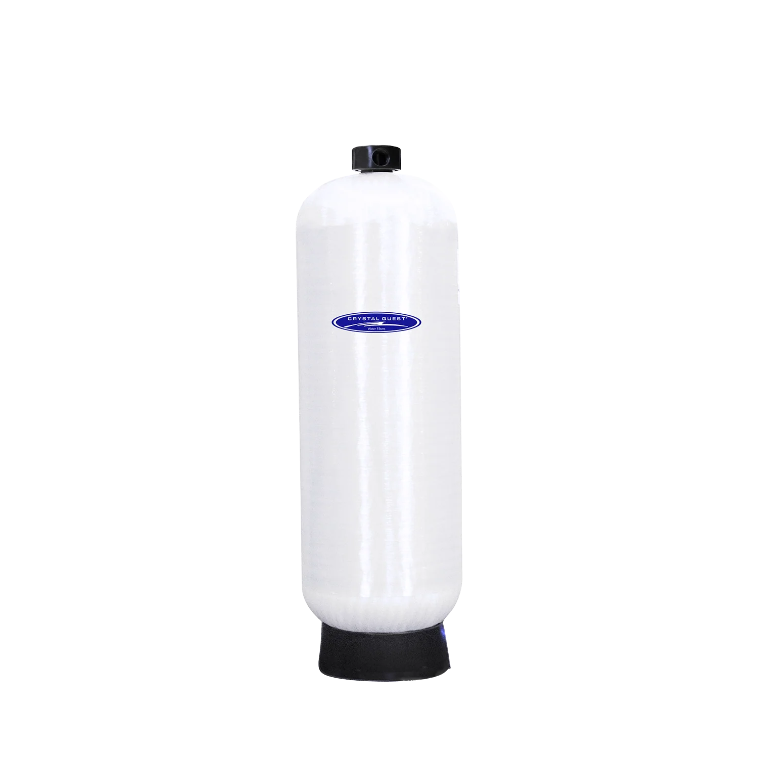 Crystal Quest Commercial SMART GAC water filtration system, a tall white tank with a blue logo.