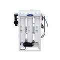 Water filtration system with multiple cylindrical filters on a white background
