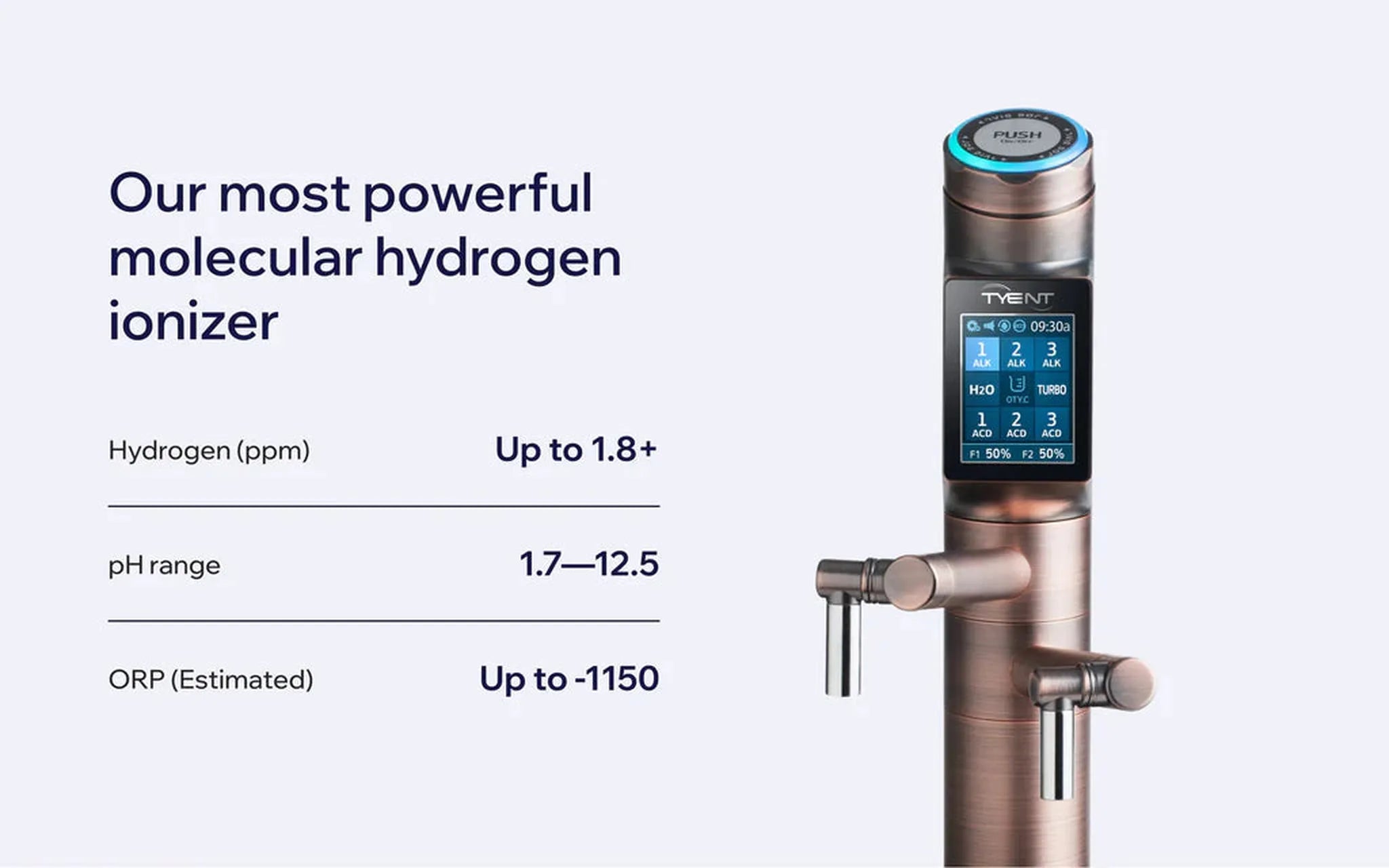 Tyent UCE-13 Plus Antique molecular hydrogen water ionizer with 1.8+ ppm hydrogen and 1.7–12.5 pH range