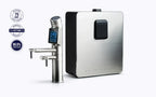 Tyent UCE Satin Silver built-in water ionizer with touchscreen faucet and under-counter unit for hydrogen-rich alkaline water