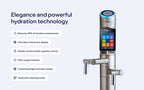Tyent UCE Satin Silver water ionizer faucet with color touchscreen display, filter usage indicator and automatic cleaning mode features