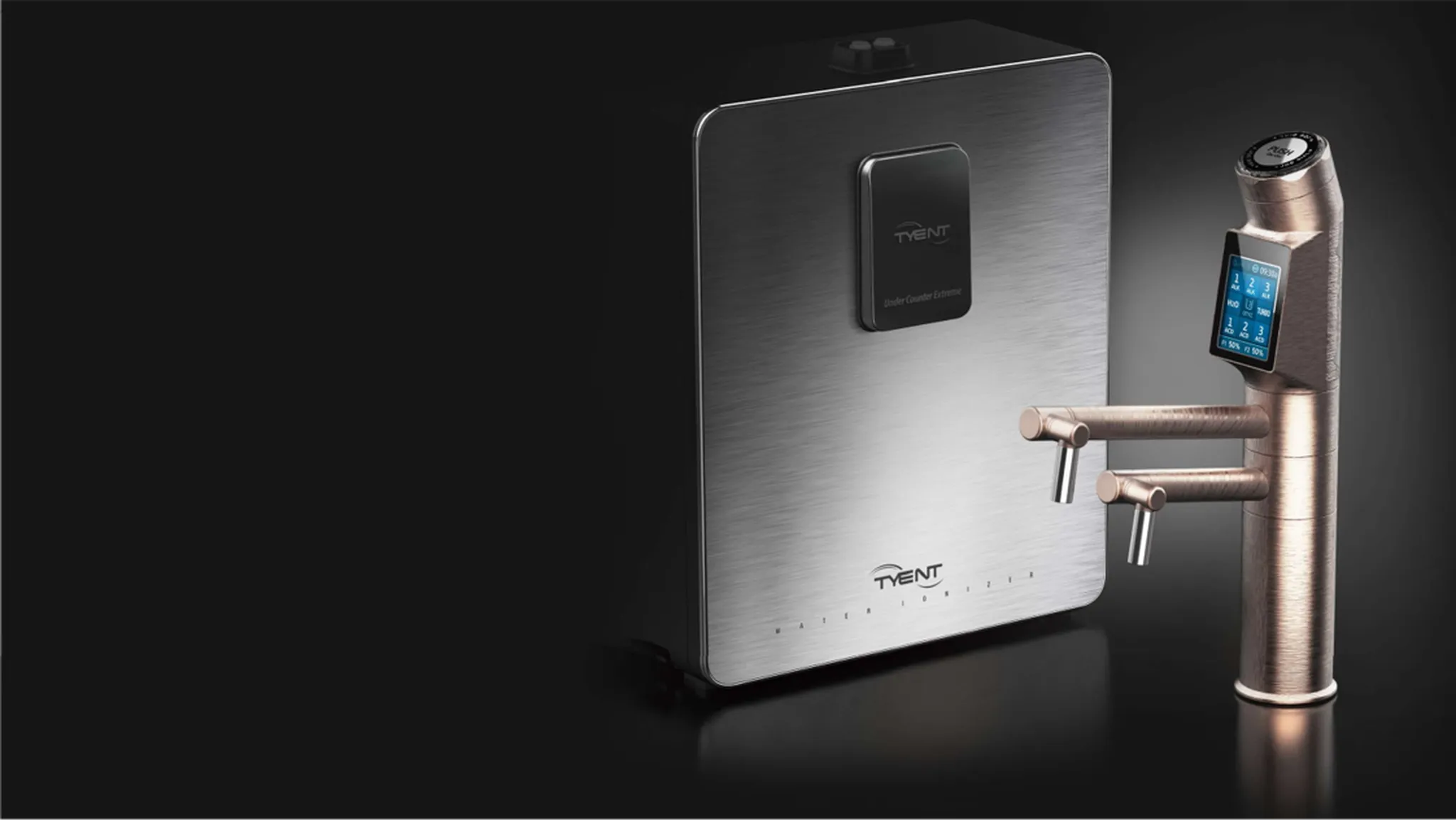 Tyent UCE-13 Plus Antique built-in water ionizer with under-counter unit and touchscreen faucet
