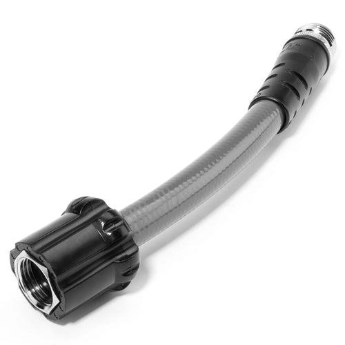 Clearsource RV Wet Bay Adapter with a short flexible water hose, tool-free grip and threaded metal connector
