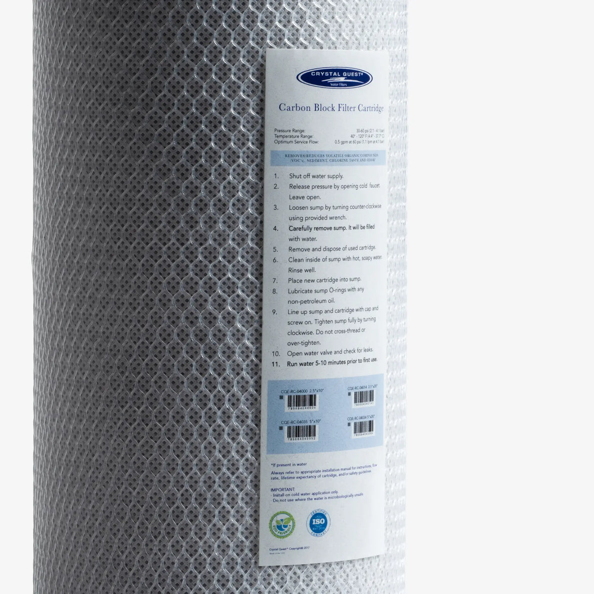 Crystal Quest Coconut Based 5-Micron Carbon Block Filter Cartridge