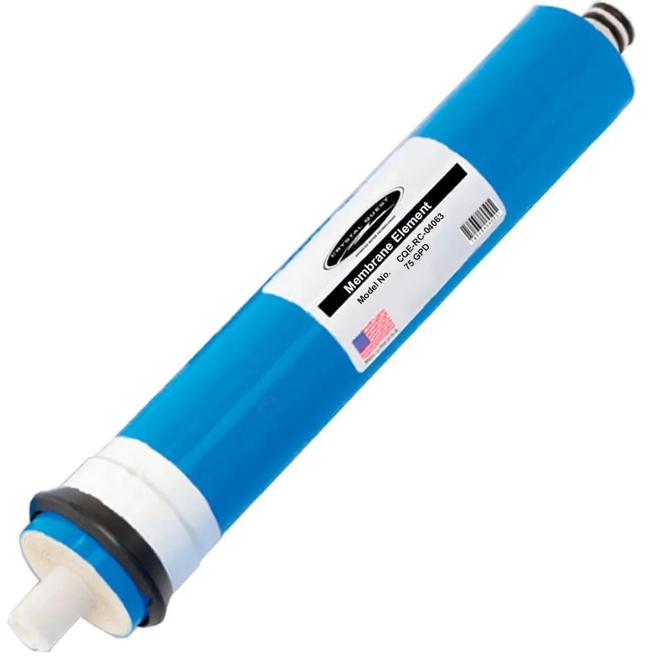 Crystal Quest Premium 75 GPD RO TFC membrane, blue and white, for residential systems.