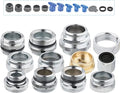 Faucet adapter kit with chrome threaded connectors, aerator adapters, gaskets, and blue tool pieces for countertop water filter or water ionizer installation