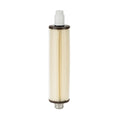 Guzzle H2O Guide Prefilter with reusable 0.35-micron pleated sediment filter and threaded hose connections on a white background.