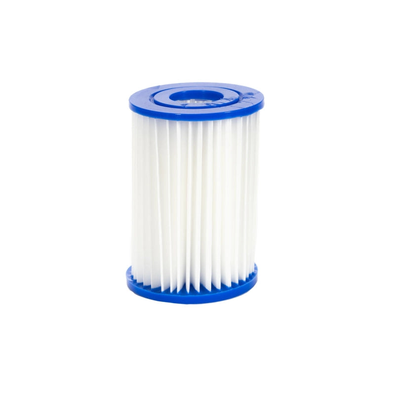 Guzzle H2O Scout Prefilter replacement 1.0-micron pleated-polyester sediment filter cartridge with blue end caps.