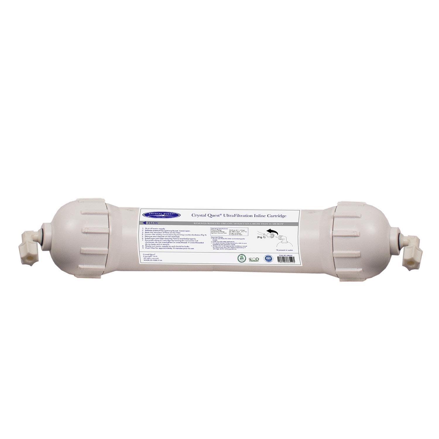 Crustal Water inline sealed ultrafiltration uf water filter membrane filter cartridge on a white background