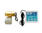 Crystal Quest 1" brass leak detector smart valve with white control unit for whole house water filters.
