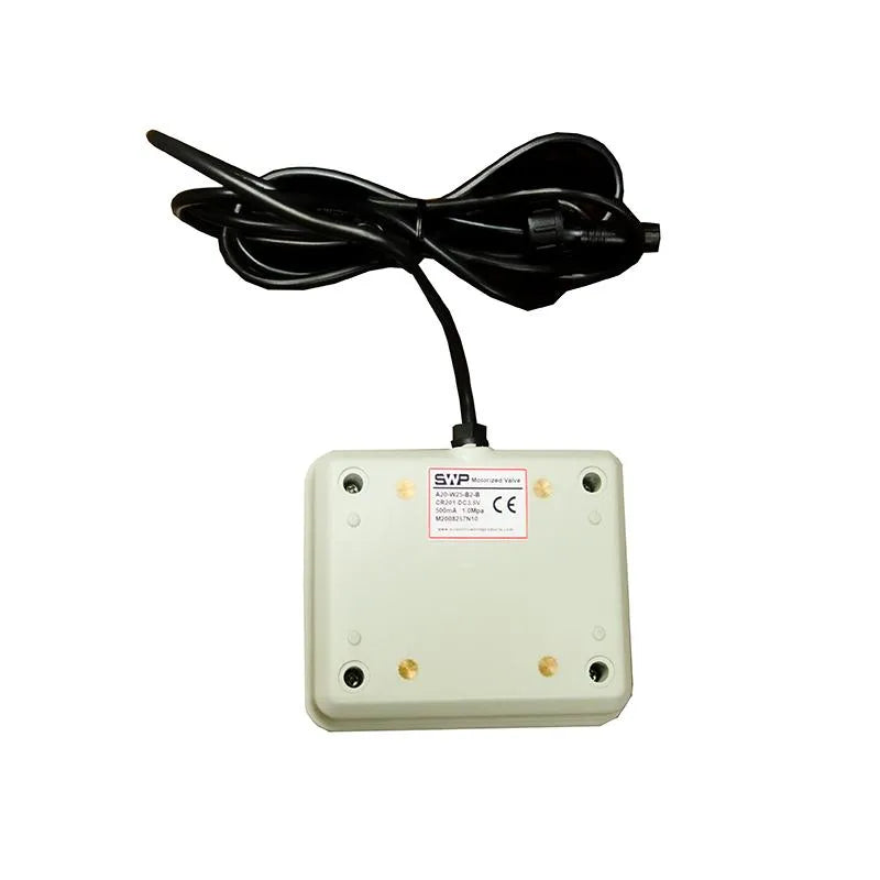 Crystal Quest Leak Detector Smart Valve, a white rectangular unit with black wiring for whole house water filters.