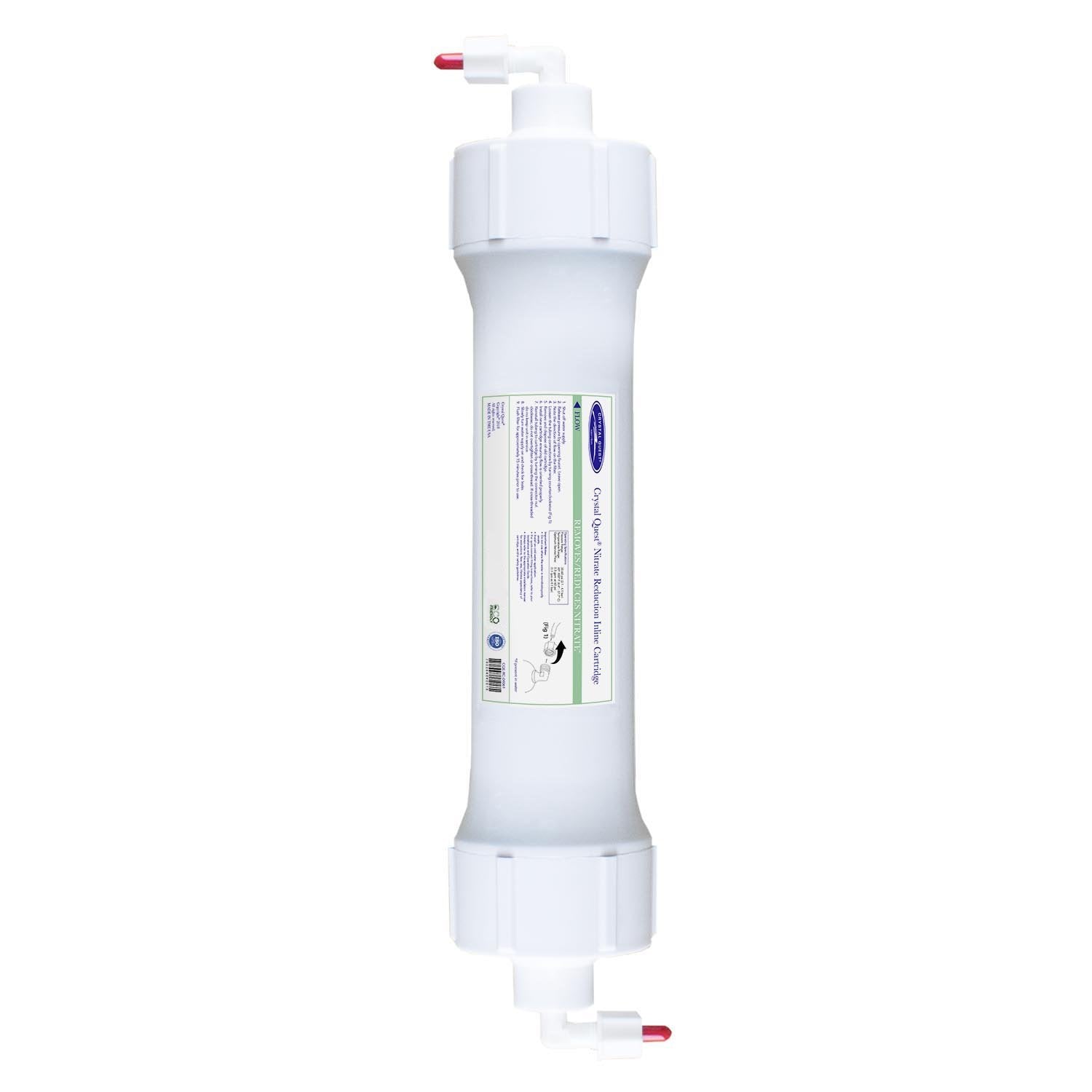 Crystal Quest nitrate removal inline reverse osmosis filter cartridge for point of use RO ice maker refrigerator water cooler and fountain applications