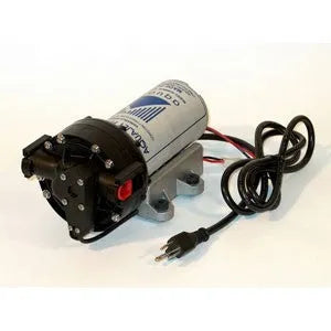 Reverse osmosis delivery pump with mounting bracket, power cord, and inlet/outlet fittings for RO water systems