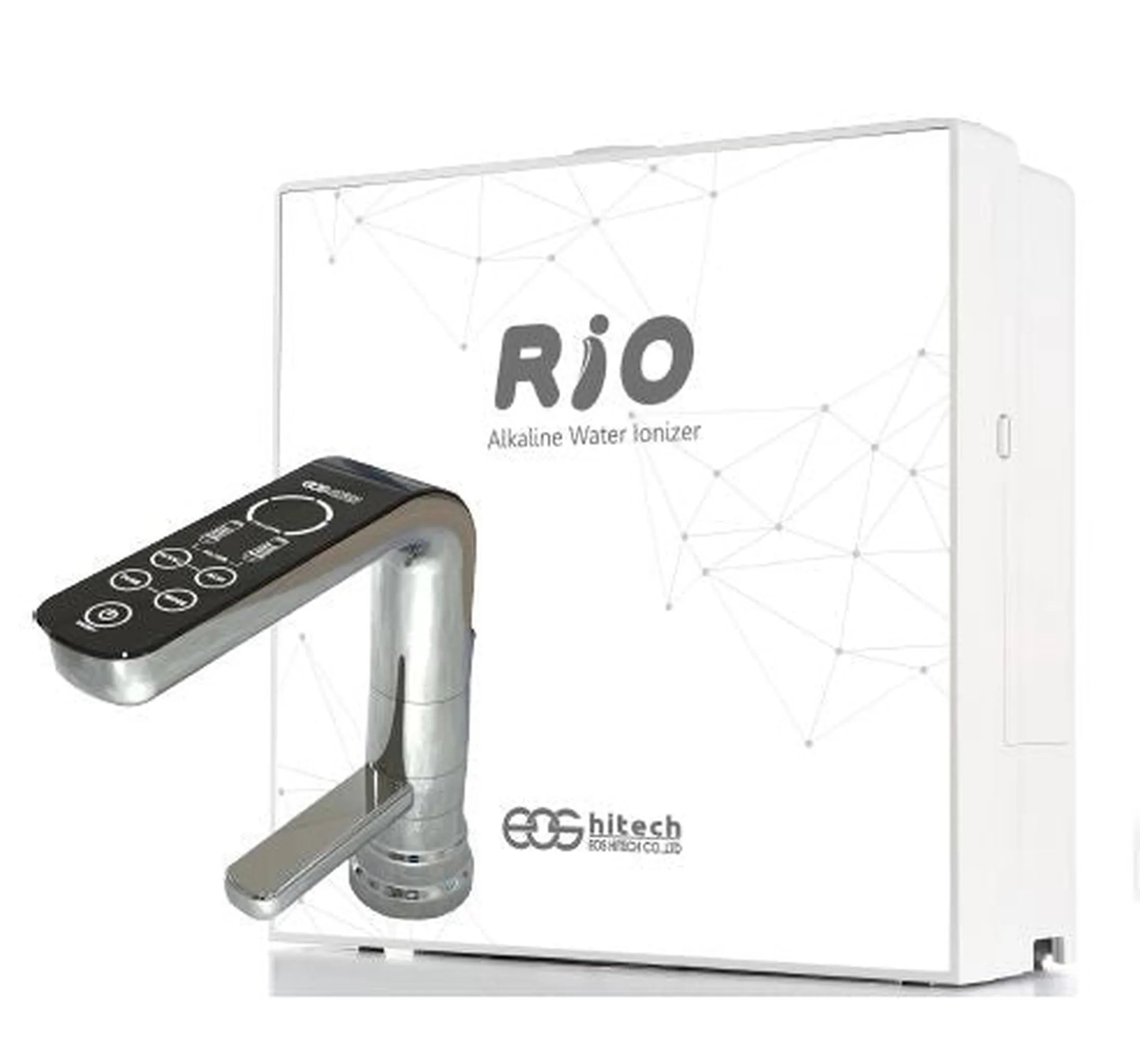Water for Life Rio under-sink alkaline water ionizer system with white main unit and digital control faucet.