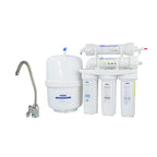 Crystal Quest  200M 16 stage reverse osmosis Water filtration system with multiple filters and a faucet on a white background