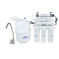 Crystal Quest 4000m 17 stage reverse osmosis water filtration system with multiple filters and a faucet on a white background