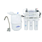 Crystal Quest 4000m 17 stage reverse osmosis water filtration system with multiple filters and a faucet on a white background
