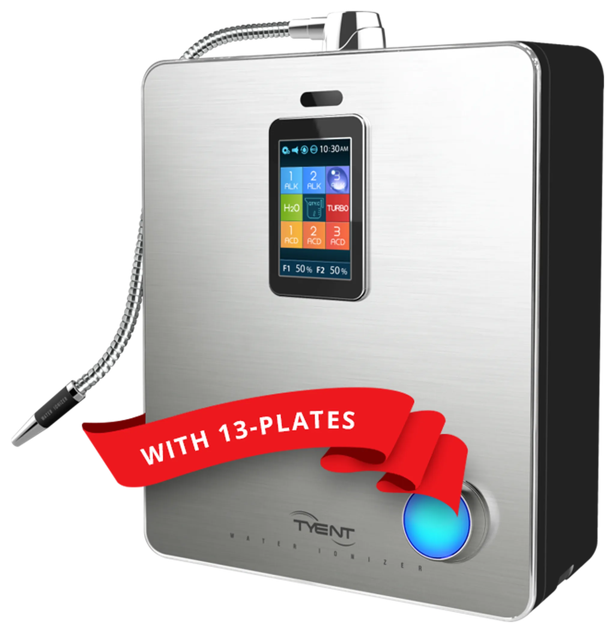 Tyent ACE-13 water ionizer with 13 plates, touchscreen display and flexible stainless dispenser
