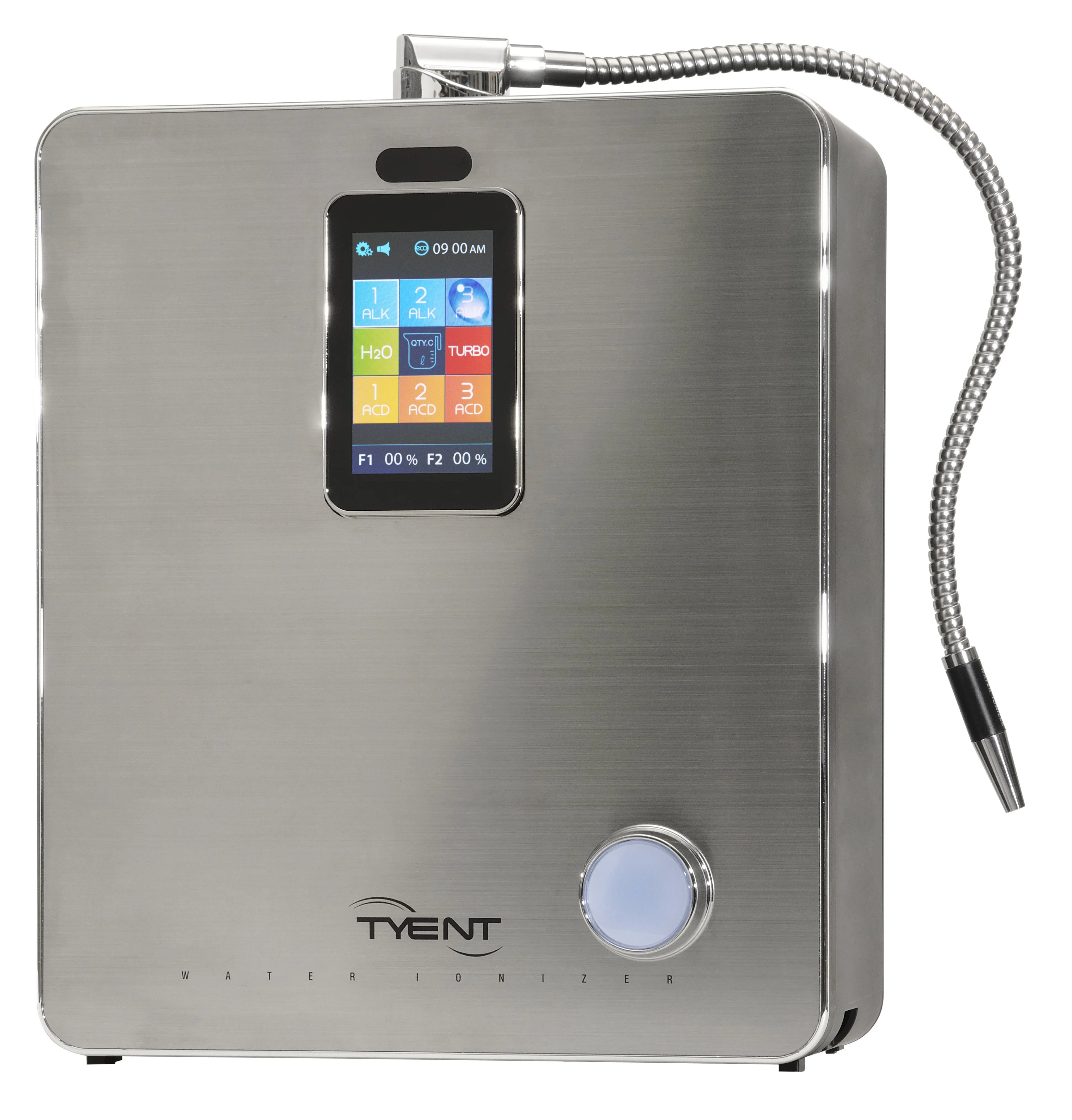 Tyent ACE-13 front product view with touchscreen display, flexible dispenser and jog dial control
