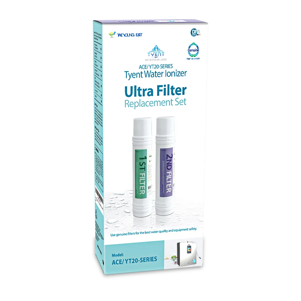 Tyent ACE/YT20-Series Ultra Filter replacement set box with 1st filter and 2nd filter cartridges