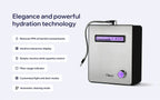 Tyent Edge 9000 hydration technology graphic with filter indicator, interactive display and cleaning mode features