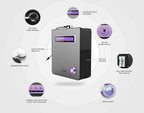 Tyent Edge 9000 water ionizer feature diagram showing jog dial, touch screen, filters and 360-degree dispenser