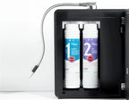 Tyent Hybrid water ionizer open filter door showing easy access replacement filter cartridges
