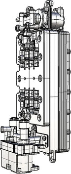 Tyent Hybrid water cell assembly diagram showing internal electrolysis chamber and connection points
