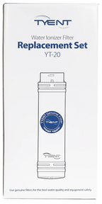 Tyent YT-20 water ionizer filter replacement set front box with genuine replacement filter cartridge graphic