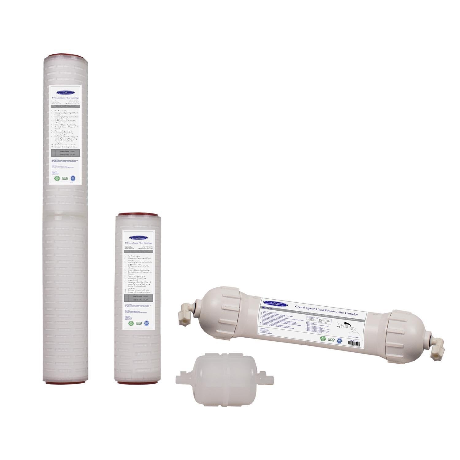 Crystal Quest ultrafiltration UF water filter membrane replacement in 0.020 and 0.010 micron options for compatible high purity filtration systems